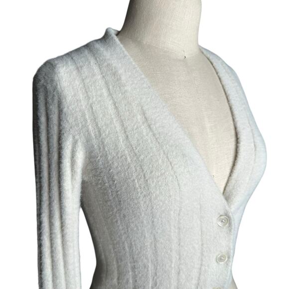 WILFRED FREE Plunge V-Neck Brushed Fleece Button Down Ribbed Cardigan Size XS - Picture 4 of 7